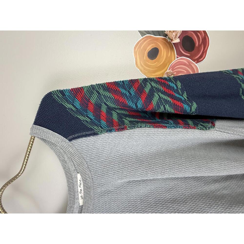 We The Free Rainbow Dream Bohemian Gray Oversized Thermal Sweatshirt - Size - XS - Picture 4 of 6